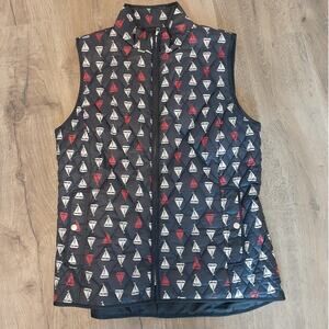 Talbots Novelty Sailboat Nautical Lightweight Puffer Vest Small Blue Red White